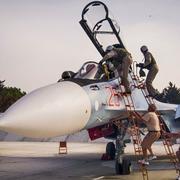 Российский истребитель Су-30 на авиабазе Хмеймим в Латакии. Фото: AP